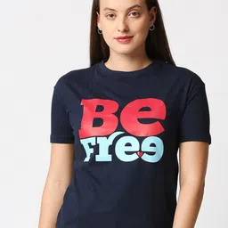 Blamblack Women Blue Typography Printed T-shirt-picture-16
