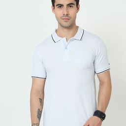 Masculino Latino Men Turquoise Blue Polo Collar T-shirt-image-15