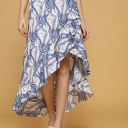 Oomph! Women Abstract Printed Wrap Midi Skirts-39
