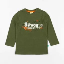 JusCubs Boys Olive Green Typography Printed Cotton T-shirt-image-85