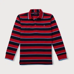 Gini and Jony Boys Horizontal Striped Polo Collar Cotton T-shirt-image-77