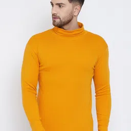 Hypernation Men Yellow High Neck T-shirt-image-86