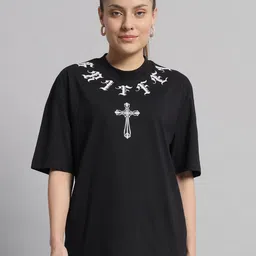GRIFFEL Graphic Printed Drop-Shoulder Sleeves Cotton Oversized T-shirt-image-49