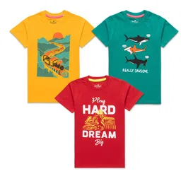 JusCubs Boys Pack of 3 Graphic Printed Cotton T-shirt-45
