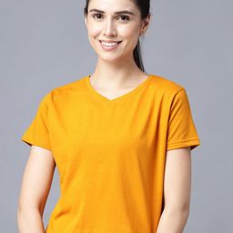 THE EG STORE Women Yellow  V-Neck T-shirt-image-86