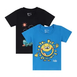 Bodycare Kids Kids-Boys Black and Blue 2 Printed Raw Edge T-shirt-image-68