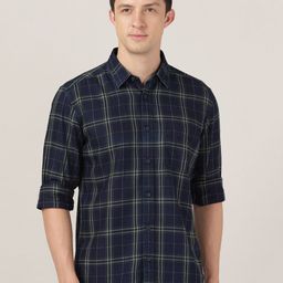 MERCHANT MARINE Men Green Cotton Classic Slim Fit Tartan Checks Checked Casual Shirt-image-24