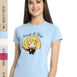 Fabflee Pack Of 4 Graphic Printed Cotton T-shirt-image-83