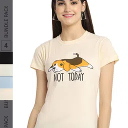 Fabflee Pack Of 4 Printed Cotton T-shirts-image-59