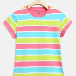 Campana Girls Striped Round Neck T-shirt-image-52