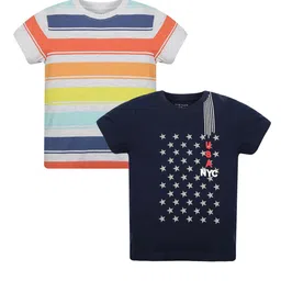 PLUM TREE Boys Vertical striped Pack Of 2 Pure Cotton T-shirts-image-97