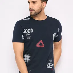 Duke Abstract Printed Round Neck Short Sleeves Cotton Slim Fit T-shirt-image-7
