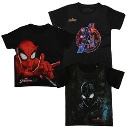Marvel by Wear Your Mind Boys Black 3 Printed Applique T-shirt-image-45