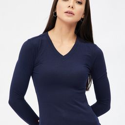 Harpa Women Navy Blue V-Neck T-shirt-image-54