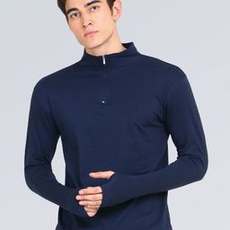 appulse Men High Neck Long Sleeves Thumb Open  Cotton T-shirt-image-84