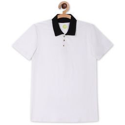 YK Boys White & Black Polo Collar T-shirt-50