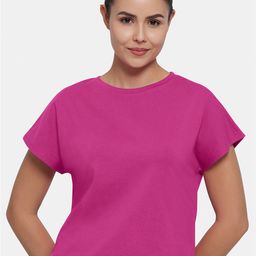 Amante Women Purple Extended Sleeves Raw Edge T-shirt-image-45