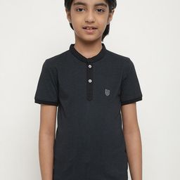 Octave Boys Self Design Henley Neck Cotton T-shirt-picture-20