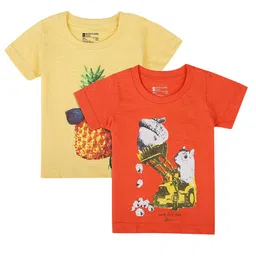 Bodycare Kids Boys Pack of 2 Printed Orange and Yellow T-shirt-image-34