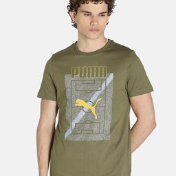 Puma Men Green Grey Brand Logo Printed Cotton T-Shirt-image-42