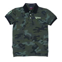 Gini and Jony Boys Camouflage Printed Polo Collar Cotton T-shirt-63