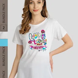 CHOZI Pack Of 2 Printed Cotton Bio Finish T-shirt-image-98