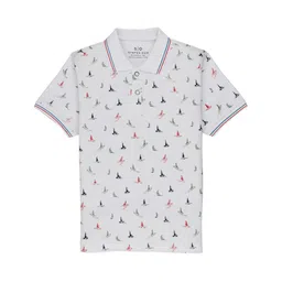 Status Quo Boys Conversational Printed Polo Collar Cotton T-shirt-image-5