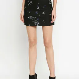aaliya Women Black & White Embroidered Mini Pencil Skirt-picture-13