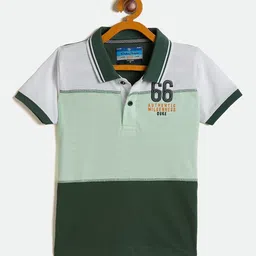 Duke Boys Green Colourblocked Polo Collar Slim Fit T-shirt-image-26
