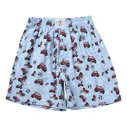 Palm Tree Boys Blue Conversational Printed Cotton Shorts-image-24