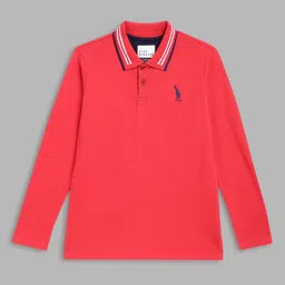 Blue Giraffe Boys Red Polo Collar T-shirt-image-91