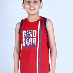 3PIN Boys Typography Printed And Striped Sleeveless Cotton T-shirt-image-79