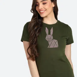 shashvi Women Olive Green Printed T-shirt-picture-31