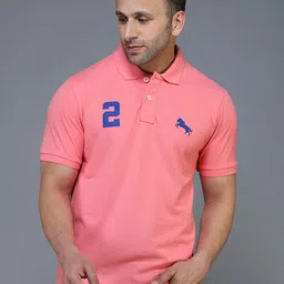 TQS Men Pink Polo Collar Applique T-shirt-picture-34
