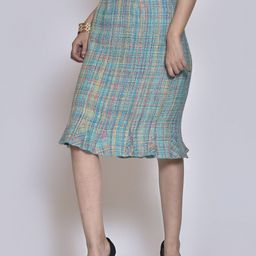 250 DESIGNS Self-Design Knee-Length Trumpet Skirt-image-45