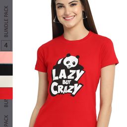 Fabflee Pack Of 4 Printed Cotton T-shirt-image-63