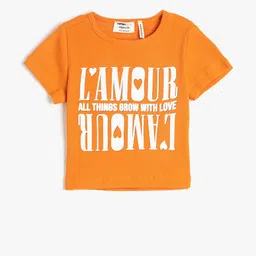 Koton Girls Typography Printed Pure Cotton Casual T-shirt-image-11