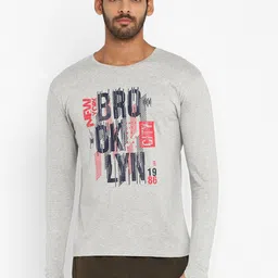 appulse Men Grey Melange Typography Printed Applique T-shirt-image-87