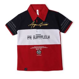 earth conscious Boys Colourblocked Polo Collar Cotton T-shirt-image-45