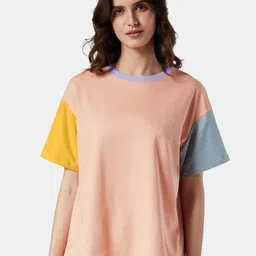 The Souled Store Women Colourblocked Cotton Oversized T-shirt-image-28