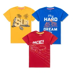 JusCubs Boys Pack of 3 Typography Printed Cotton T-shirt-image-58