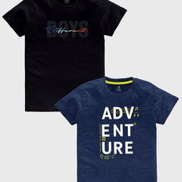 CODEZ Boys Pack Of 2 Typography Printed Pure Coton T-shirt-image-91