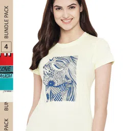Fabflee Pack Of 4 Printed Cotton T-shirts-image-94