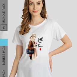 CHOZI Women Pack Of 2 Graphic Printed Cotton T-shirt-picture-47