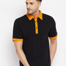 Hypernation Men Black Polo Collar T-shirt-image-43