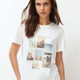 Trendyol Graphic Printed Round Neck Cotton Casual T-shirt-image-88