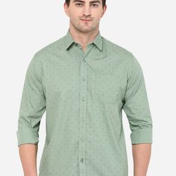 Greenfibre Men Classic Micro Ditsy Printed Pure Cotton Casual Shirt-image-36