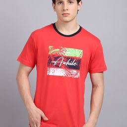 Rodamo Men Red Typography Printed Slim Fit T-shirt-image-45