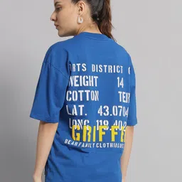 GRIFFEL Typography Printed Drop-Shoulder Sleeves Cotton Oversized T-shirt-image-63