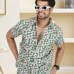 BASE 41 Floral Printed Slim Fit Cotton Casual Shirt-image-99